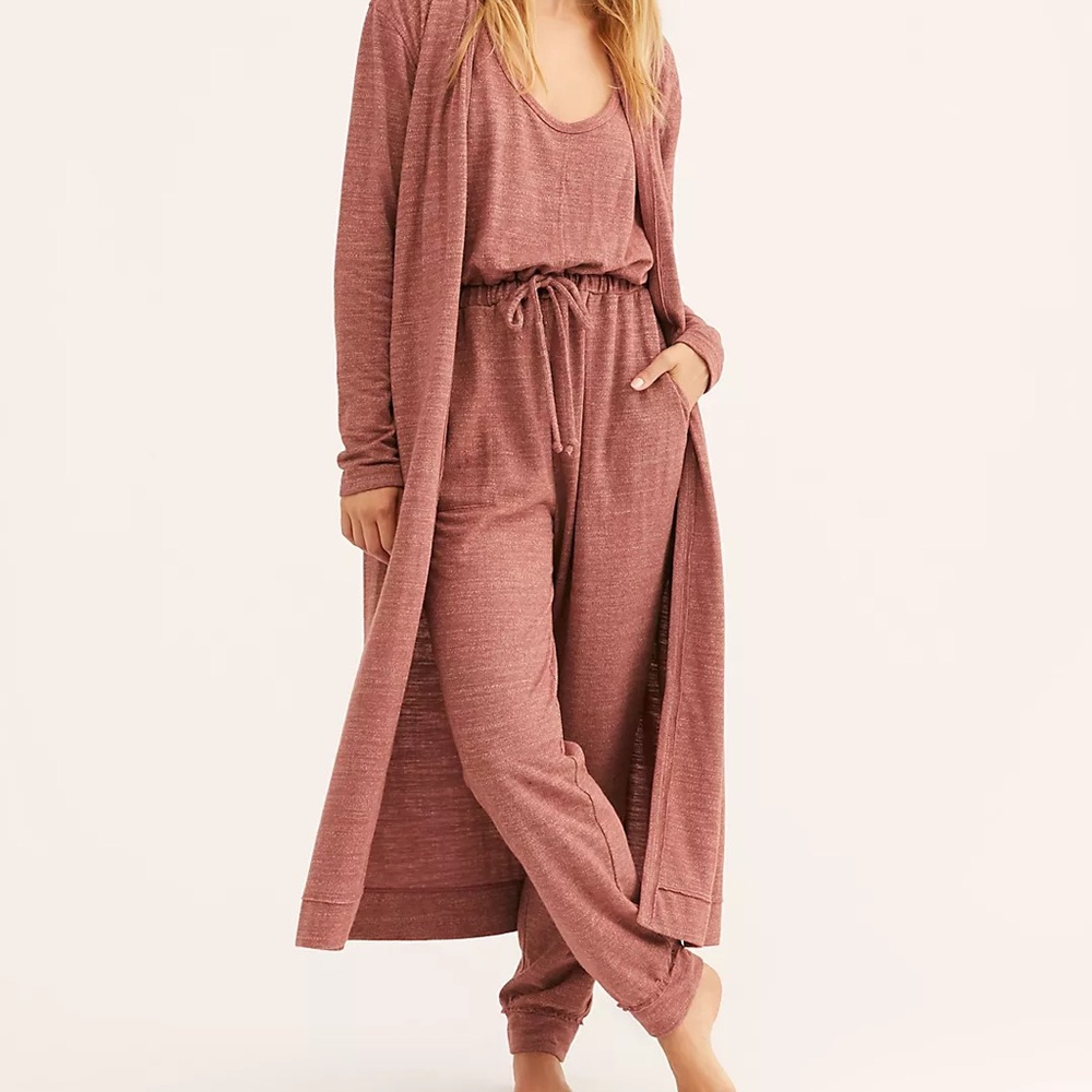 FREE PEOPLE Bicostal Romper Set in Wine